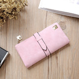 2018 Solid Drawstring Nubuck Leather Zipper Long Women Wallet Phone Bag Luxury Brand Wallets