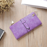 2018 Solid Drawstring Nubuck Leather Zipper Long Women Wallet Phone Bag Luxury Brand Wallets