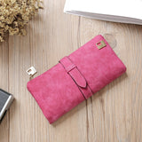 2018 Solid Drawstring Nubuck Leather Zipper Long Women Wallet Phone Bag Luxury Brand Wallets