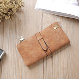 2018 Solid Drawstring Nubuck Leather Zipper Long Women Wallet Phone Bag Luxury Brand Wallets