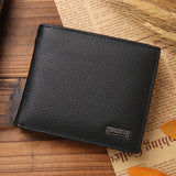 100% Genuine Leather Mens Wallet Premium Product Real Cowhide Wallets For Man Short Black Walet