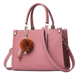 Women Hairball Ornaments Tote Solid Sequins Handbag Purse Messenger Shoulder Bag