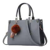 Women Hairball Ornaments Tote Solid Sequins Handbag Purse Messenger Shoulder Bag