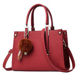 Women Hairball Ornaments Tote Solid Sequins Handbag Purse Messenger Shoulder Bag