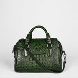 Gykaeo European And American Style Crocodile Pattern Tote Bag Women'S Large Capacity Genuine
