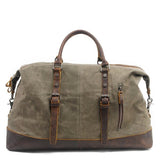 Waterproof Duffel Bag Men Canvas Carry On Weekend Bags Vintage Military Shoulder Handbag Leather