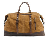 Waterproof Duffel Bag Men Canvas Carry On Weekend Bags Vintage Military Shoulder Handbag Leather