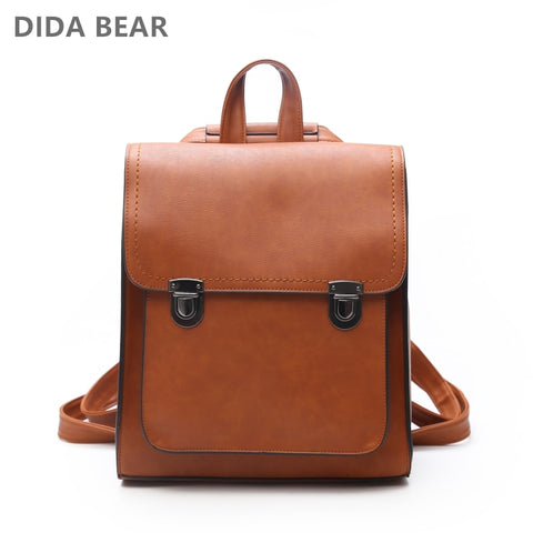 Dida Bear Women Backpack Women'S Pu Leather Backpacks School Bag For Teenagers Girls New Fashion