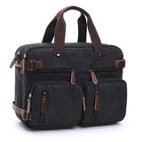Scione Men Canvas Bag Leather Briefcase Travel Suitcase Messenger Shoulder Tote Back Handbag