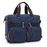 Scione Men Canvas Bag Leather Briefcase Travel Suitcase Messenger Shoulder Tote Back Handbag