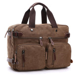 Scione Men Canvas Bag Leather Briefcase Travel Suitcase Messenger Shoulder Tote Back Handbag