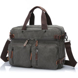 Scione Men Canvas Bag Leather Briefcase Travel Suitcase Messenger Shoulder Tote Back Handbag