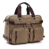 Scione Men Canvas Bag Leather Briefcase Travel Suitcase Messenger Shoulder Tote Back Handbag