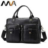 Mva Genuine Leather Bag Business Men Bags Male Leather Laptop Tote Briefcases Men Messenger Bags