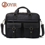 Joyir Men Briefcase Real Crazy Horse Leather Messenger 15" Laptop Bag Business Briefcase Bags For