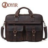 Joyir Men Briefcase Real Crazy Horse Leather Messenger 15" Laptop Bag Business Briefcase Bags For