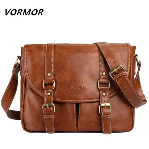 Vormor Brand Leather Men Bag Casual Business Leather Mens Messenger Bag Fashion Men'S Crossbody Bag
