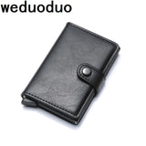 Weduoduo Pu Leather Metal Men Card Holder Rfid Aluminium High Quality Credit Card Holder With