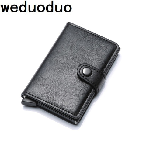 Weduoduo Pu Leather Metal Men Card Holder Rfid Aluminium High Quality Credit Card Holder With