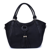 Vintage Knitting Thread Hobos Top Handle Large Capacity Tote Bag Tassel Shoulder Bag Soft Leather