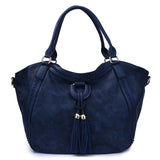 Vintage Knitting Thread Hobos Top Handle Large Capacity Tote Bag Tassel Shoulder Bag Soft Leather