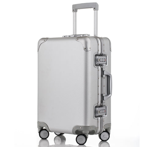 Classic Retro Aluminum Luggage Suitcase 20"24"26"28' Carry On Luggage Hardside Rolling Luggage