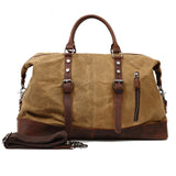 Vintage Military Canvas Leather Big Duffle Bag Men Travel Bags Carry On Travel Luggage Bags Large