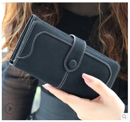 2019 Fashion Retro Matte Stitching Leather Wallet Women Long Purse Clutch Women Casual Hasp