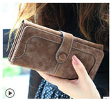 2019 Fashion Retro Matte Stitching Leather Wallet Women Long Purse Clutch Women Casual Hasp
