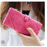 2019 Fashion Retro Matte Stitching Leather Wallet Women Long Purse Clutch Women Casual Hasp