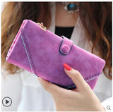 2019 Fashion Retro Matte Stitching Leather Wallet Women Long Purse Clutch Women Casual Hasp