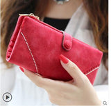 2019 Fashion Retro Matte Stitching Leather Wallet Women Long Purse Clutch Women Casual Hasp