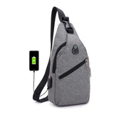 Laamei Men Crossbody Bags Messenger Leather Shoulder Bags Chest Bag Usb With Headphone Hole
