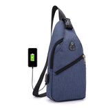 Laamei Men Crossbody Bags Messenger Leather Shoulder Bags Chest Bag Usb With Headphone Hole