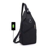 Laamei Men Crossbody Bags Messenger Leather Shoulder Bags Chest Bag Usb With Headphone Hole