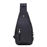Canvas Chest Pack Women Usb Charging Zipper Messenger Bags Men'S School Bags Waterproof Unisex
