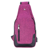 Canvas Chest Pack Women Usb Charging Zipper Messenger Bags Men'S School Bags Waterproof Unisex