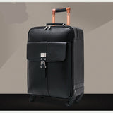 Letrend 100% Genuine Leather Rolling Luggage Spinner Business 16 Inch Carry On Trolley Travel Bag