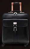 Letrend 100% Genuine Leather Rolling Luggage Spinner Business 16 Inch Carry On Trolley Travel Bag