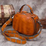 2018 Retro Genuine Leather Handmade Women Handbag Female Small Square Shoulder Bag First Layer