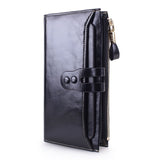 Rfid Blocking Luxury Genuine Leather Women'S Purse With Phone Wallet Thin Slim Long Bifold Zipper