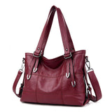 Sac A Main Ladies Retro Style Leather Shoulder Bag Casual Tote Bag Ladies Handbags Woman Double