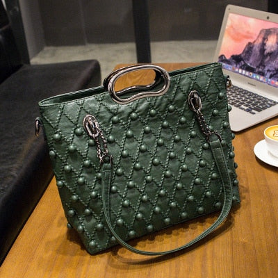 Brand 2019 Winter New Women Pu Leather Purse And Handbag Big Tote Bags Rivet Designer Crossbody