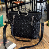 Brand 2019 Winter New Women Pu Leather Purse And Handbag Big Tote Bags Rivet Designer Crossbody