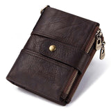 Kavis 100% Genuine Leather Rfid Wallet Men Crazy Horse Wallets Coin Purse Short Male Money Bag