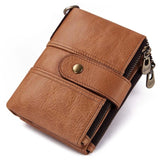 Kavis 100% Genuine Leather Rfid Wallet Men Crazy Horse Wallets Coin Purse Short Male Money Bag