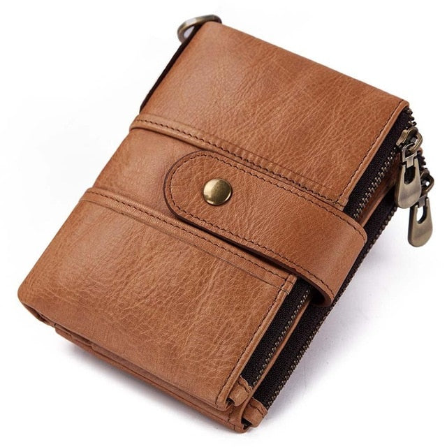 Mens Wallet Genuine Leather RFID Zipper Bifold Credit Card Holder Pocket  Purse | eBay