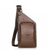 Buluo Jeep Brand Man'S Sling Bag High Quality Leather Crossbody Chest Bag For Young Men Fashion