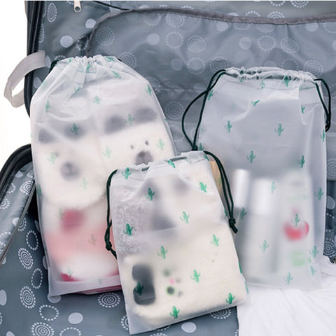 Cactus Transparent Scrub Cosmetic Bag Travel Makeup Case Women Zipper Make Up Bath Organizer