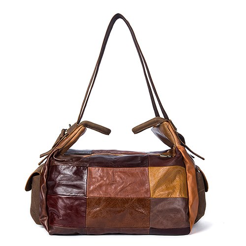 Westal Travel Bag Male Large Capacity Duffle Bag Men'S Travel Bags Genuine Leather Patchwork